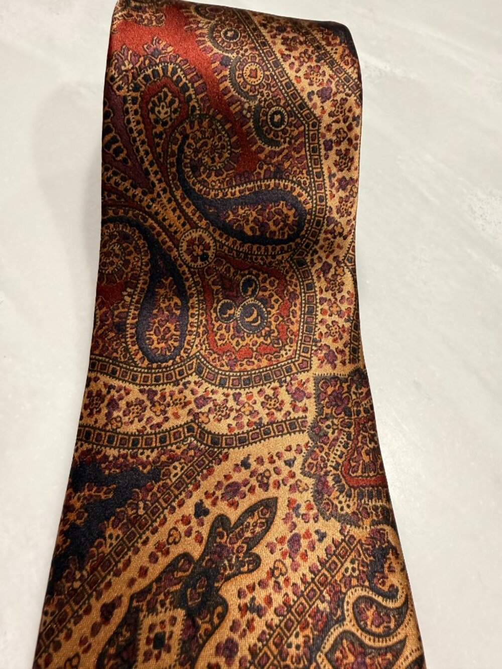 Pierre Cardin Paisley Brown Gold Maroon Tie - Picture 3 of 4